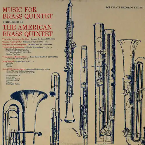 Music for Brass Quintet No Minimum Order