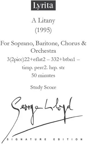 Litany For Soprano, Baritone, Chorus & Orchestra Limited Offer